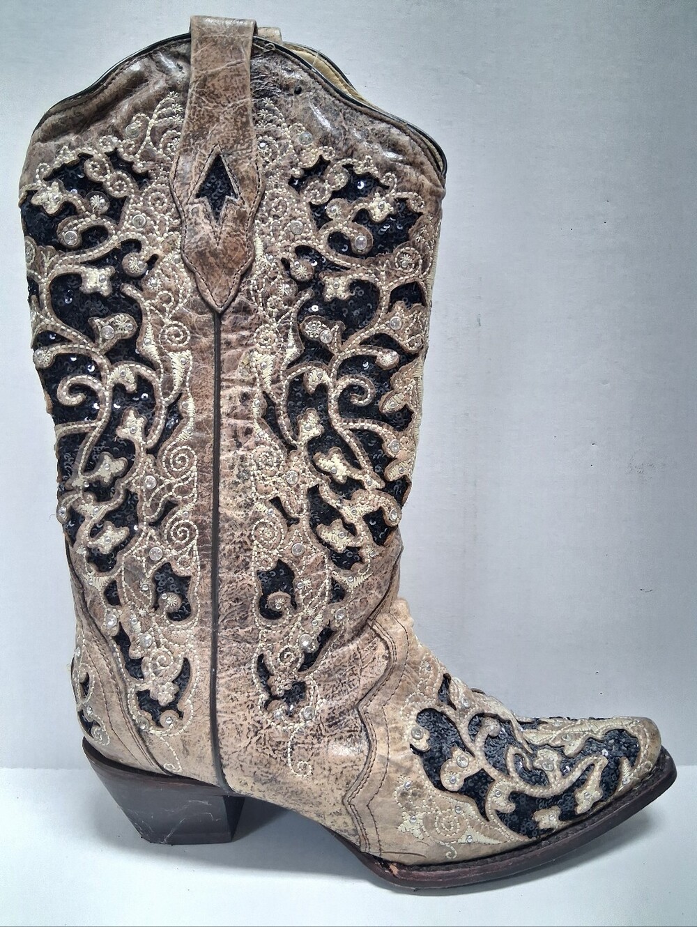 Corral Brown Glitter Cowgirl Wedding Boots Sz 10.5